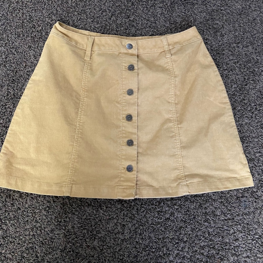 Corduroy Skirt Button Down Beige Size Large